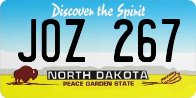 ND license plate JOZ267