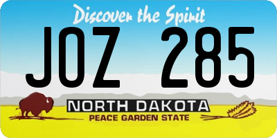 ND license plate JOZ285