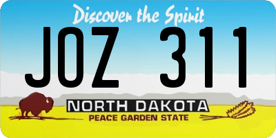 ND license plate JOZ311