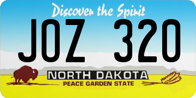 ND license plate JOZ320