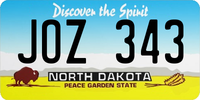 ND license plate JOZ343