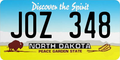 ND license plate JOZ348
