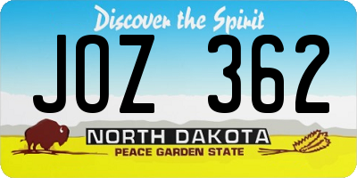 ND license plate JOZ362