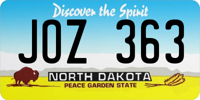 ND license plate JOZ363