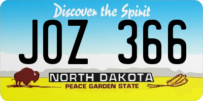 ND license plate JOZ366