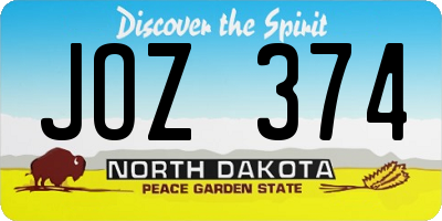 ND license plate JOZ374