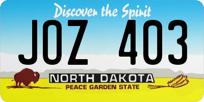 ND license plate JOZ403