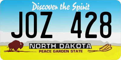ND license plate JOZ428