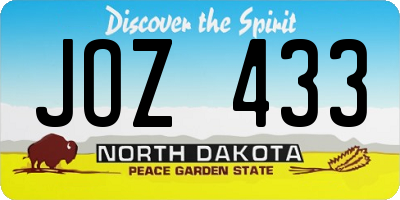 ND license plate JOZ433