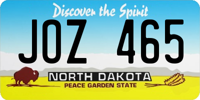 ND license plate JOZ465