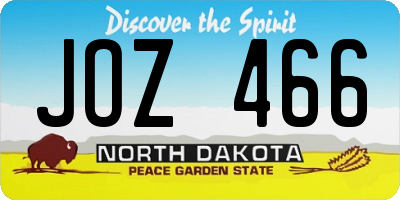 ND license plate JOZ466