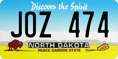 ND license plate JOZ474