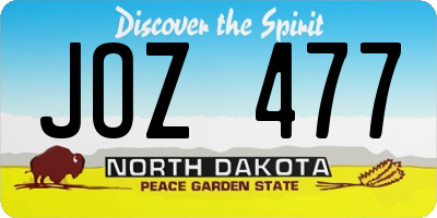 ND license plate JOZ477