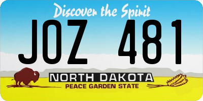 ND license plate JOZ481