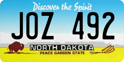 ND license plate JOZ492