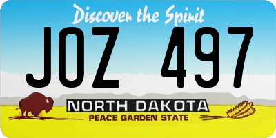 ND license plate JOZ497