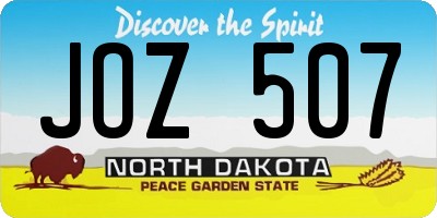 ND license plate JOZ507