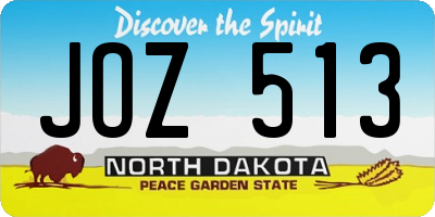 ND license plate JOZ513