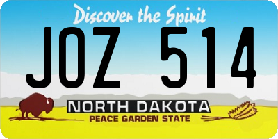 ND license plate JOZ514
