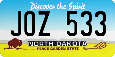 ND license plate JOZ533