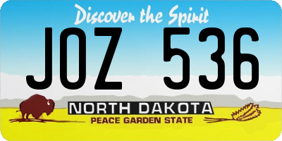 ND license plate JOZ536