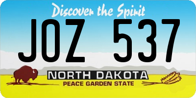ND license plate JOZ537