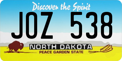 ND license plate JOZ538