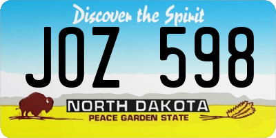 ND license plate JOZ598