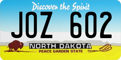 ND license plate JOZ602
