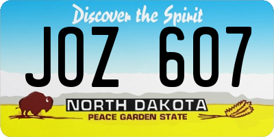 ND license plate JOZ607