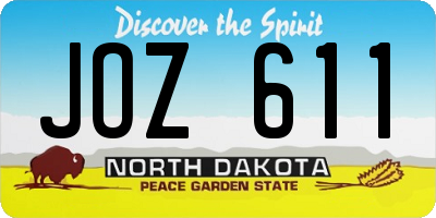 ND license plate JOZ611