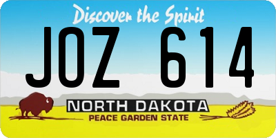 ND license plate JOZ614