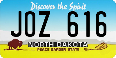 ND license plate JOZ616
