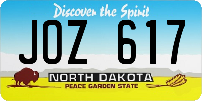 ND license plate JOZ617