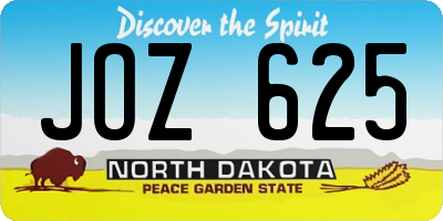 ND license plate JOZ625