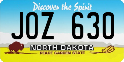 ND license plate JOZ630
