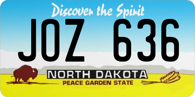 ND license plate JOZ636
