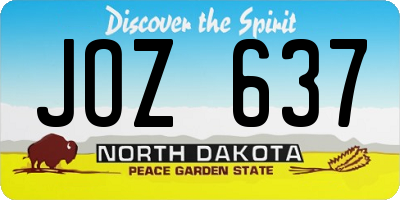 ND license plate JOZ637
