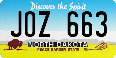 ND license plate JOZ663