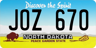ND license plate JOZ670
