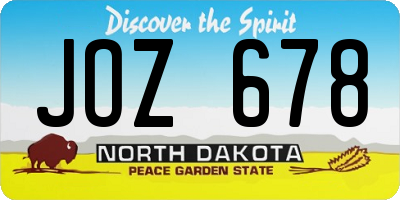 ND license plate JOZ678