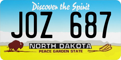 ND license plate JOZ687