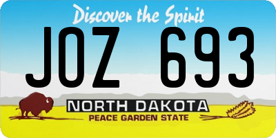 ND license plate JOZ693