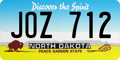 ND license plate JOZ712
