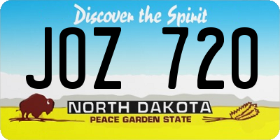 ND license plate JOZ720
