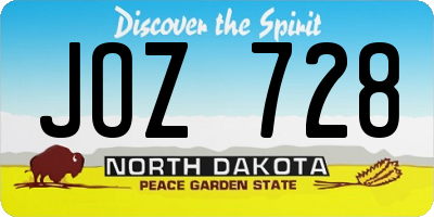 ND license plate JOZ728