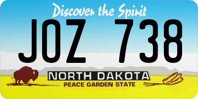 ND license plate JOZ738