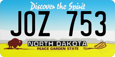 ND license plate JOZ753
