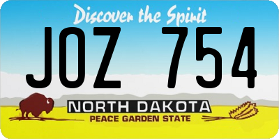 ND license plate JOZ754