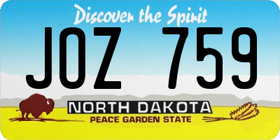 ND license plate JOZ759